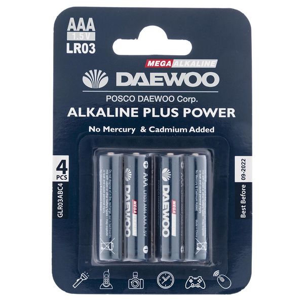 باتری نیم قلمی دوو مدل Alkaline plus Power بسته 4 عددی
