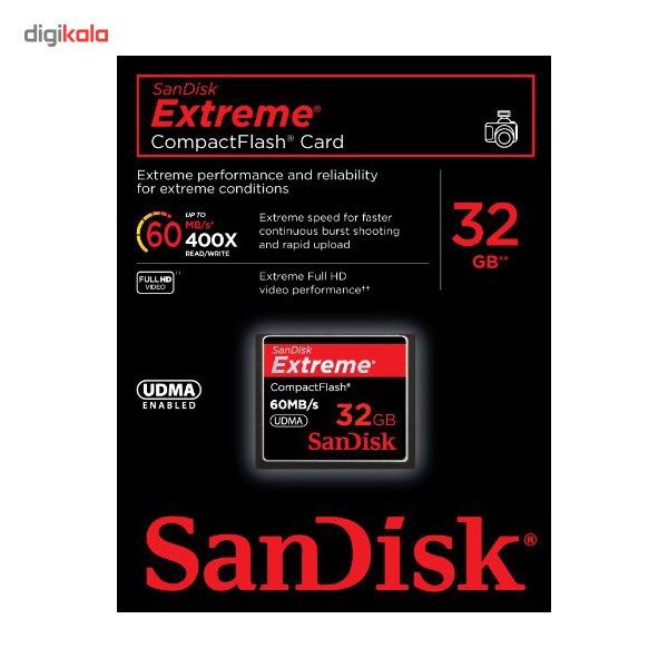 کارت حافظه CompactFlash سن دیسک مدل Extreme سرعت 400X 60MBps ظرفیت 32 گیگابایت