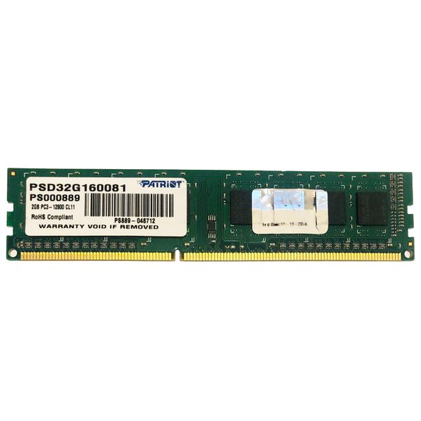 رم دسکتاپ DDR3 تک کاناله 1600 مگاهرتز CL11 پتریوت مدل PSD32G160081 ظرفیت 2 گیگابایت