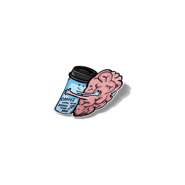 استیکر تزئینی موبایل و تبلت لولو مدل بغل کردن مغز و قهوه When Your Brain Needs a Hug Coffee کد 761 