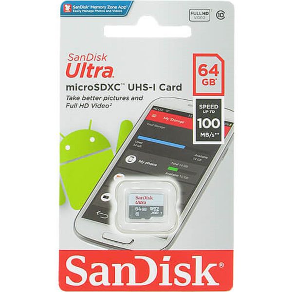 کارت حافظه  microSDXC مدل Ultra کلاس 10 استاندارد UHS-I U1 سرعت 100MBps ظرفیت 64 گیگابایت