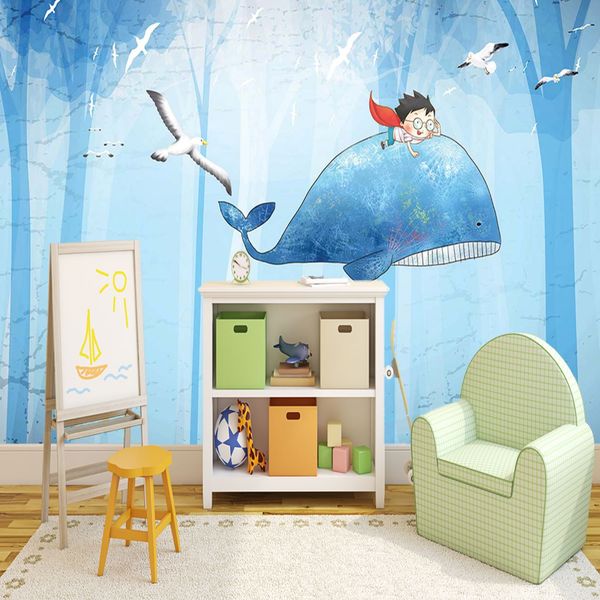 پوستر دیواری اتاق کودک دیاکو مدل نهنگ آبرنگی700129