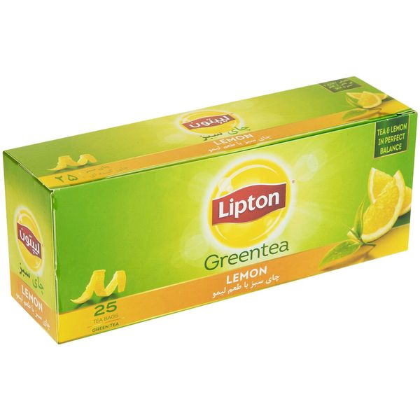چای سبز کیسه ای لیپتون مدل Lemon بسته 25 عددی