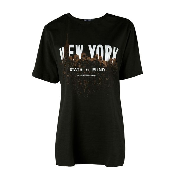 تی شرت آستین کوتاه زنانه زانتوس مدل نیویورک کد 155193 رنگ مشکی