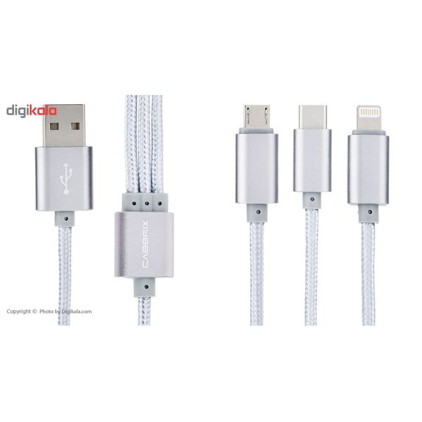 کابل تبدیل USB به microUSB/لایتنینگ/USB-C کابریکس طول 2 متر