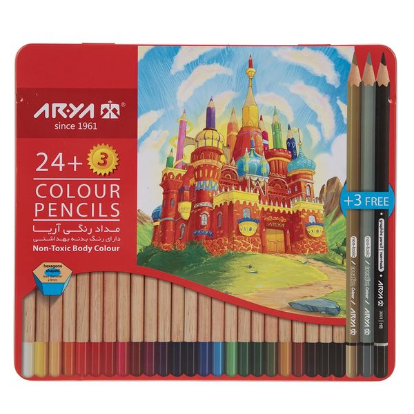 مداد رنگی 24+3 رنگ آریا مدل 3022