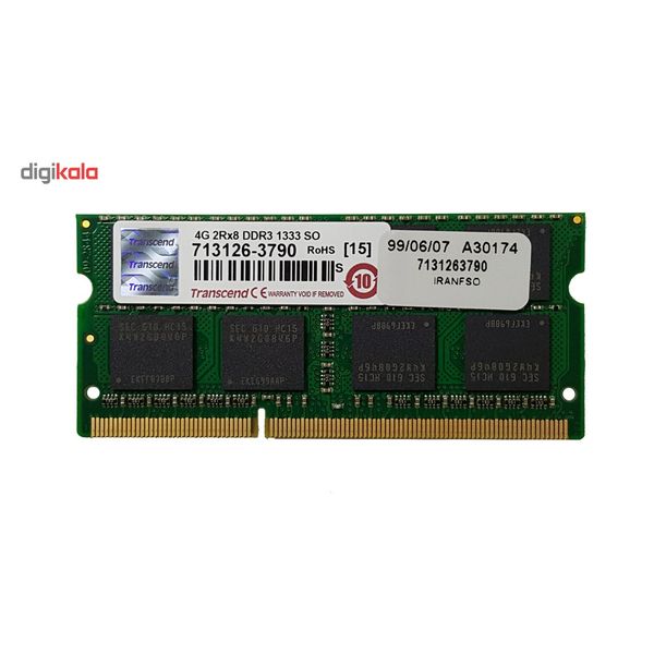 رم لپ تاپ ترنسند مدل DDR3 1333 Mhz SODIMM ظرفیت 4 گیگابایت