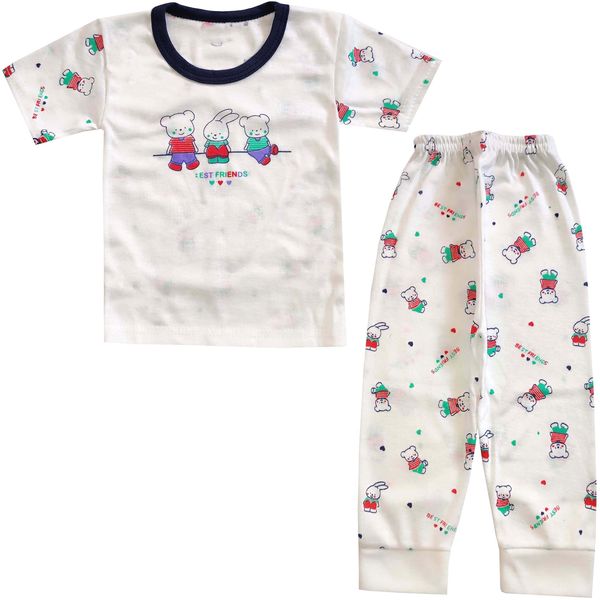 ست تی شرت و شلوار نوزادی مدل خرس و خرگوش کد 3949
