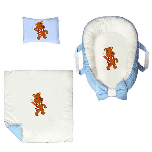 سرویس خواب سه تکه نوزاد ناریکو مدل گارد محافظ دار طرح خرس کد 0469