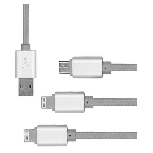 کابل تبدیل USB به Micro USB و لایتنینگ کوتتسی مدل M8 3 in 1 به طول 1.2 متر