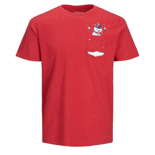 تی شرت آستین کوتاه پسرانه جک اند جونز مدل MASGANG12180474  رنگ قرمز