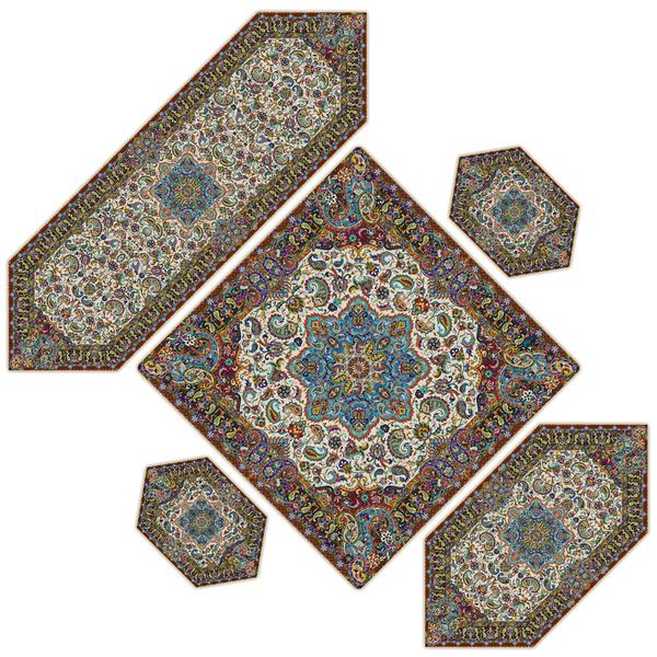 ست 5 تکه رومیزی ترمه حسینی مدل پانیذ کد 1212