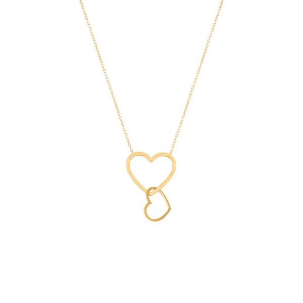 گردنبند طلا 18 عیار زنانه طلای کامک مدل دو قلب
