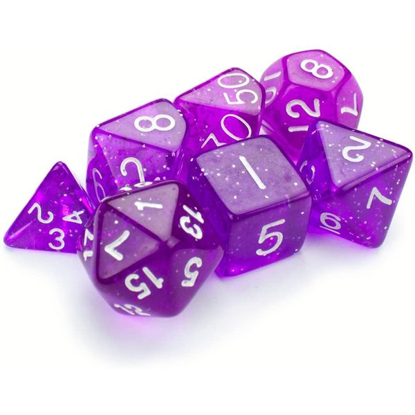 تاس بازی ویز دایس مدل Purple Glitter پک 7 عددی 