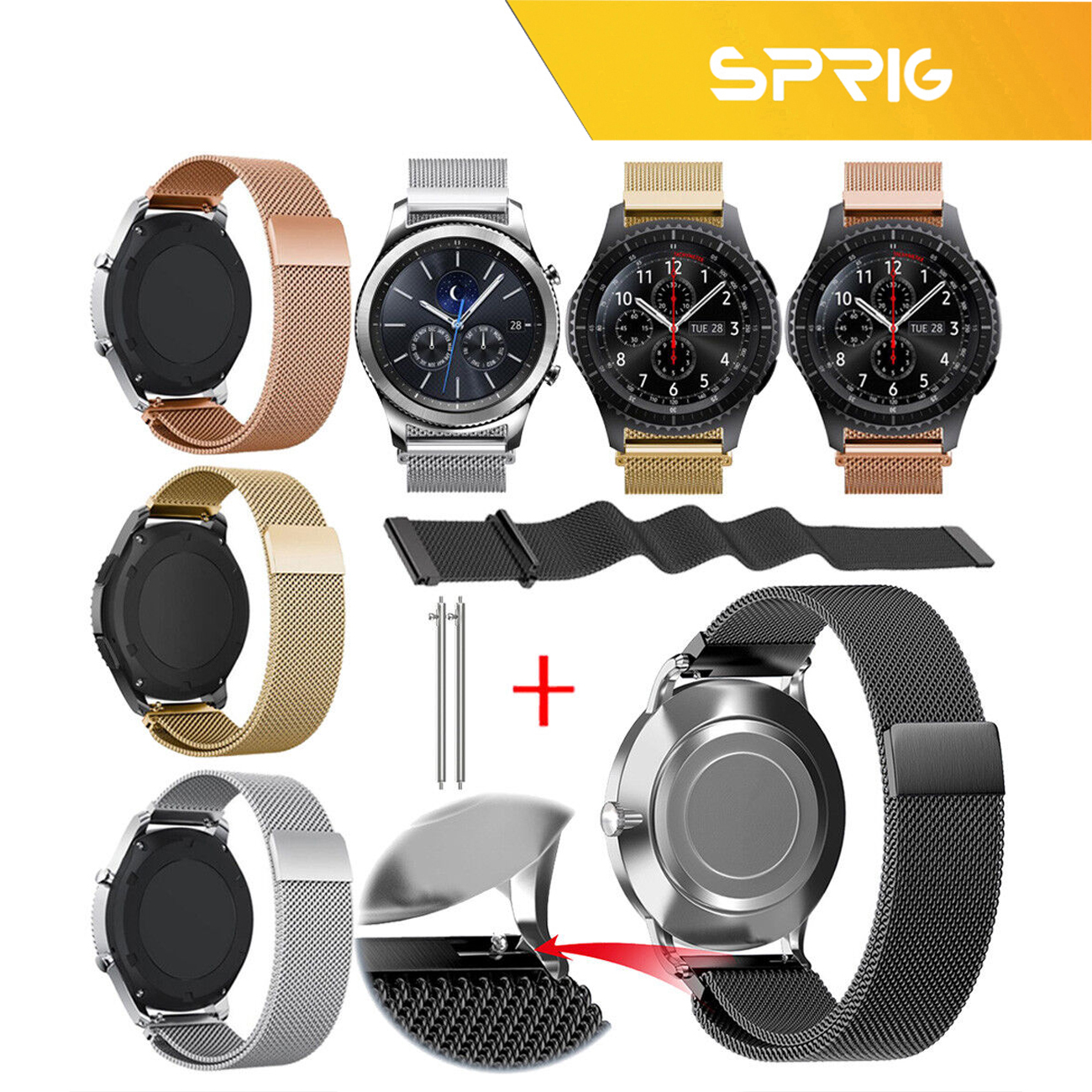 بند اسپریگ مدل Milanese STL مناسب برای ساعت هوشمند سامسونگ Galaxy Watch 5 Pro 45mm