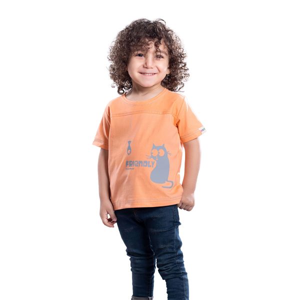 تی شرت آستین کوتاه بچگانه برشاد مدل S102 رنگ نارنجی
