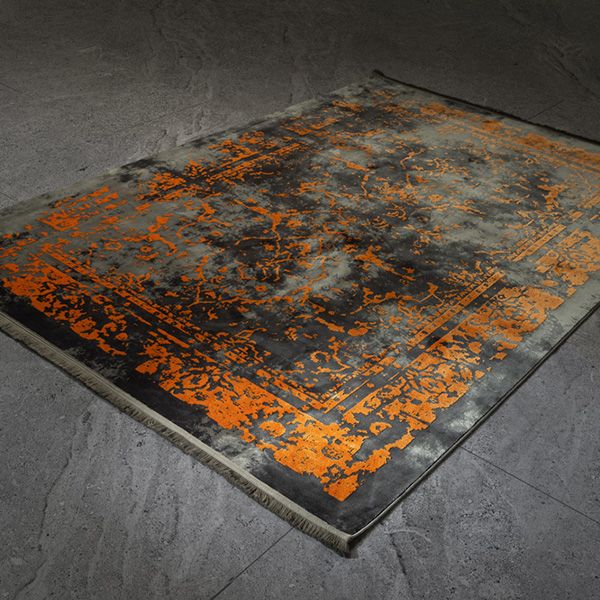  فرش ماشینی الماس کویر مدل الگانت کد 2537 زمینه زغالی