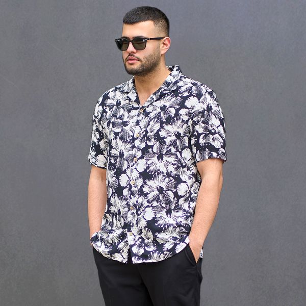 پیراهن آستین کوتاه مردانه مدل هاوایی کد 1017-171