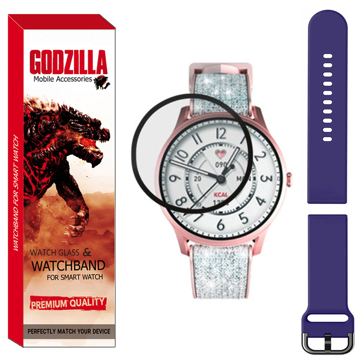 محافظ صفحه نمایش گودزیلا مدل GS-SIL-SQ مناسب برای ساعت هوشمند کیسلکت Lora به همراه بند