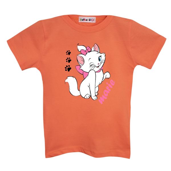 تی شرت آستین کوتاه دخترانه مدل گربه اشرافی کد 1 