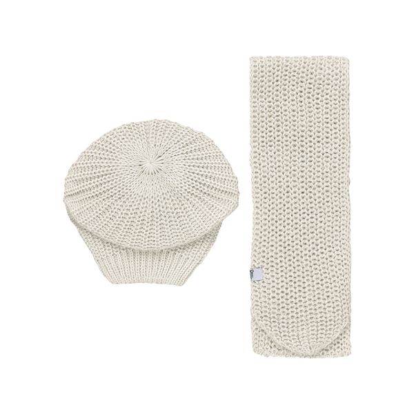 ست کلاه و شال گردن بافتنی زنانه بادی اسپینر مدل 5930 کد 1 رنگ سفید