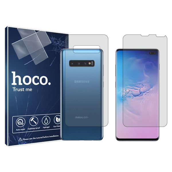 محافظ صفحه نمایش شفاف هوکو مدلHyGEL مناسب برای گوشی موبایل سامسونگ + Galaxy S 10 به همراه محافظ پشت گوشی