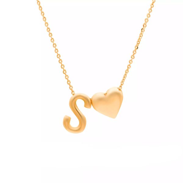 گردنبند طلا 18 عیار زنانه گالری روبی مدل حروف sو قلب