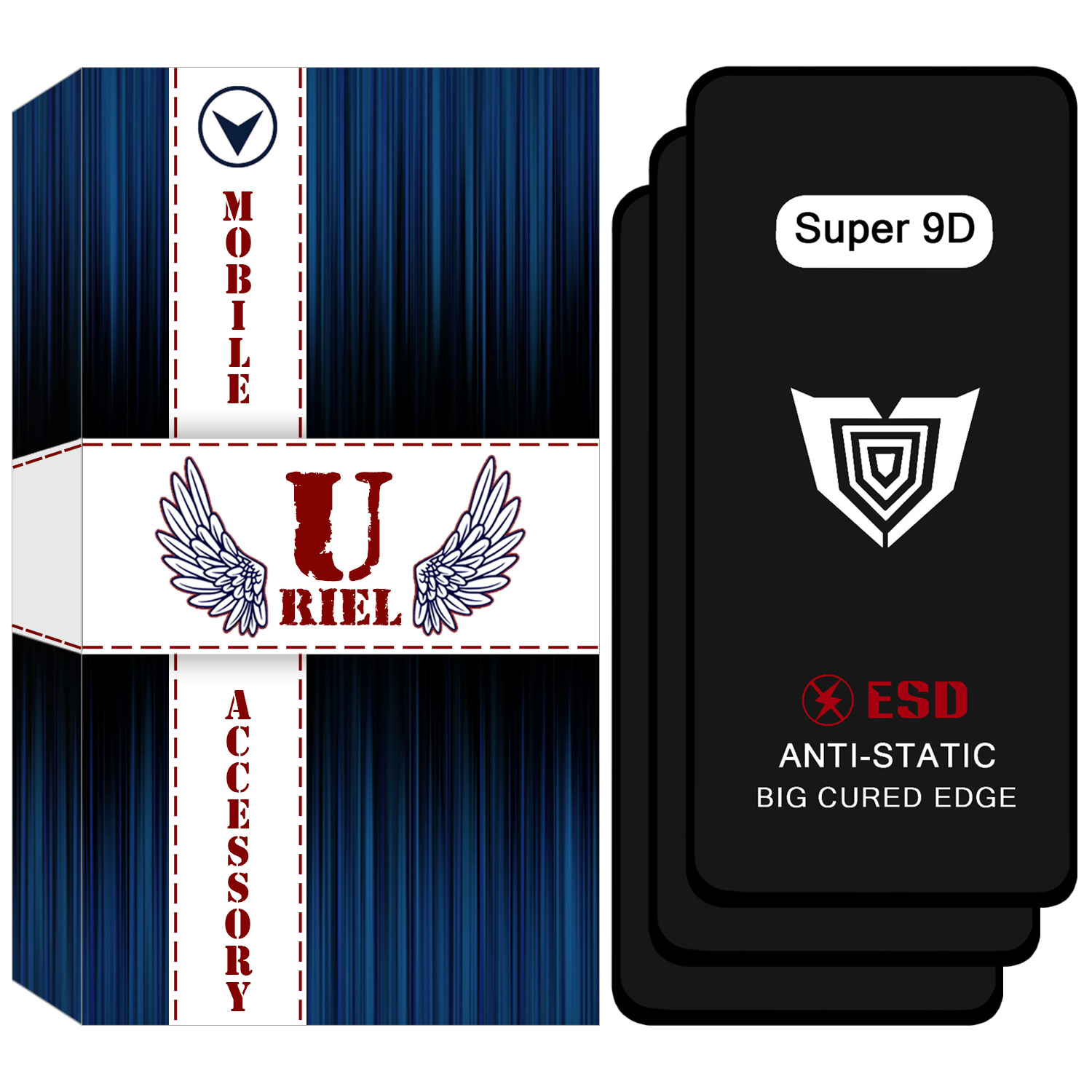 محافظ صفحه نمایش شیشه ای یوریل مدل Super 9D مناسب برای گوشی موبایل شیائومی Poco X6 Neo بسته سه عددی