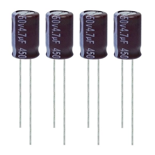 خازن الکترولیت 4.7 میکروفاراد 450 ولت آکسبوم مدل TEC-470450 بسته 4 عددی 
