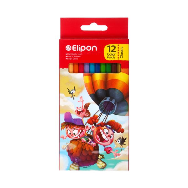 مداد رنگی 12 رنگ الیپون مدل شش گوش کد 8121210