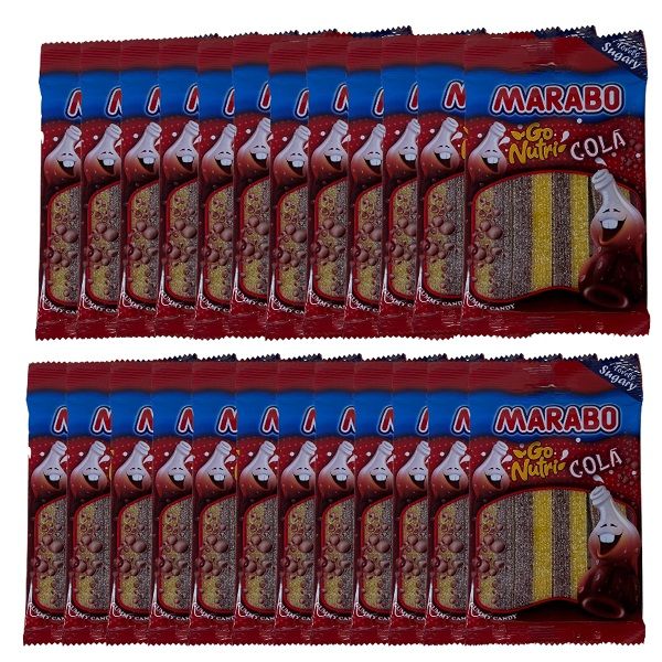 پاستیل نواری با طعم کولا مارابو - 100 گرم بسته 24 عددی