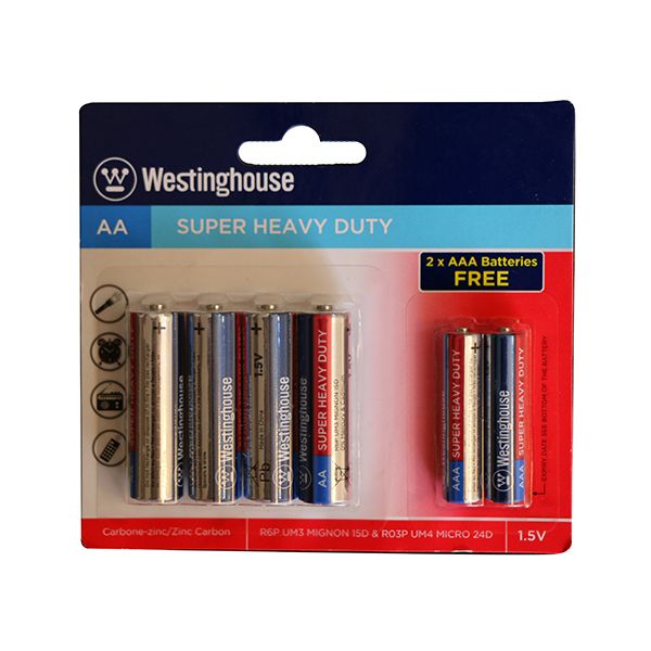 باتری قلمی و نیم قلمی وستینگهاوس مدل super heavy مجموعه 4 عددی