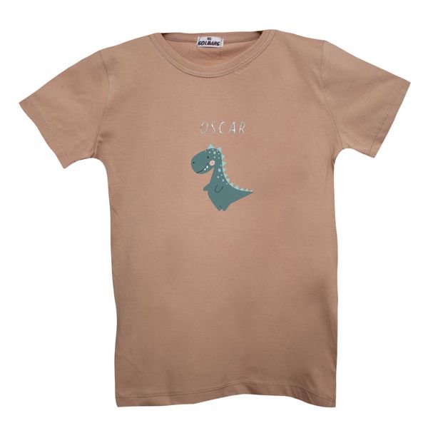تی شرت آستین کوتاه بچگانه مدل دایناسور کد2 رنگ کرم