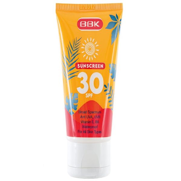کرم ضد آفتاب بی رنگ ببک مدل SPF30 مناسب انواع پوست حجم 50 میلی لیتر
