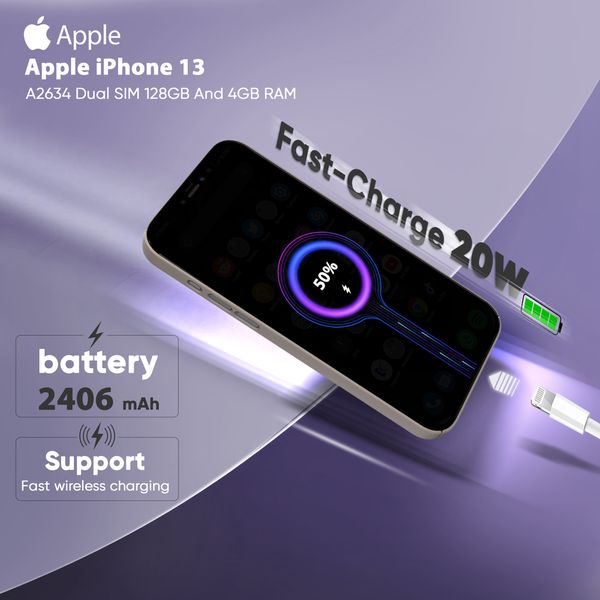 گوشی موبایل اپل مدل iPhone 13 A2634 دو سیم‌ کارت ظرفیت 128 گیگابایت و رم 4 گیگابایت - نات اکتیو