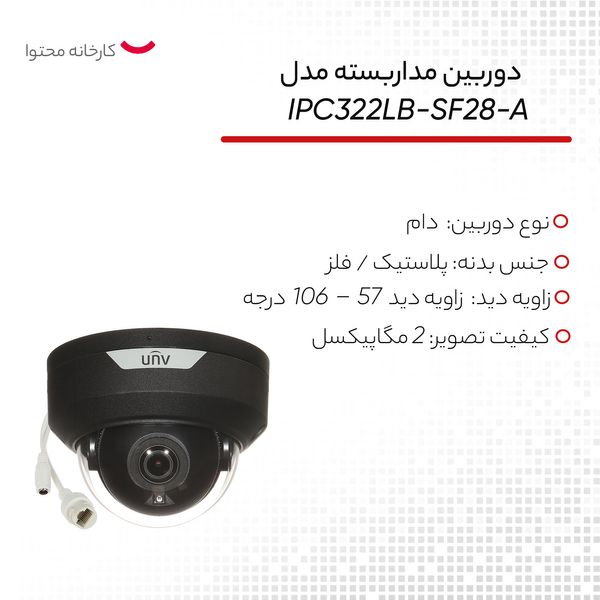 دوربین مداربسته تحت شبکه یونی ویو مدل IPC322LB-SF28-A