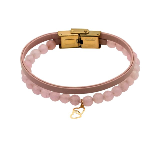 دستبند طلا 18 عیار زنانه روبی آرت گالری مدل قلب دوتایی