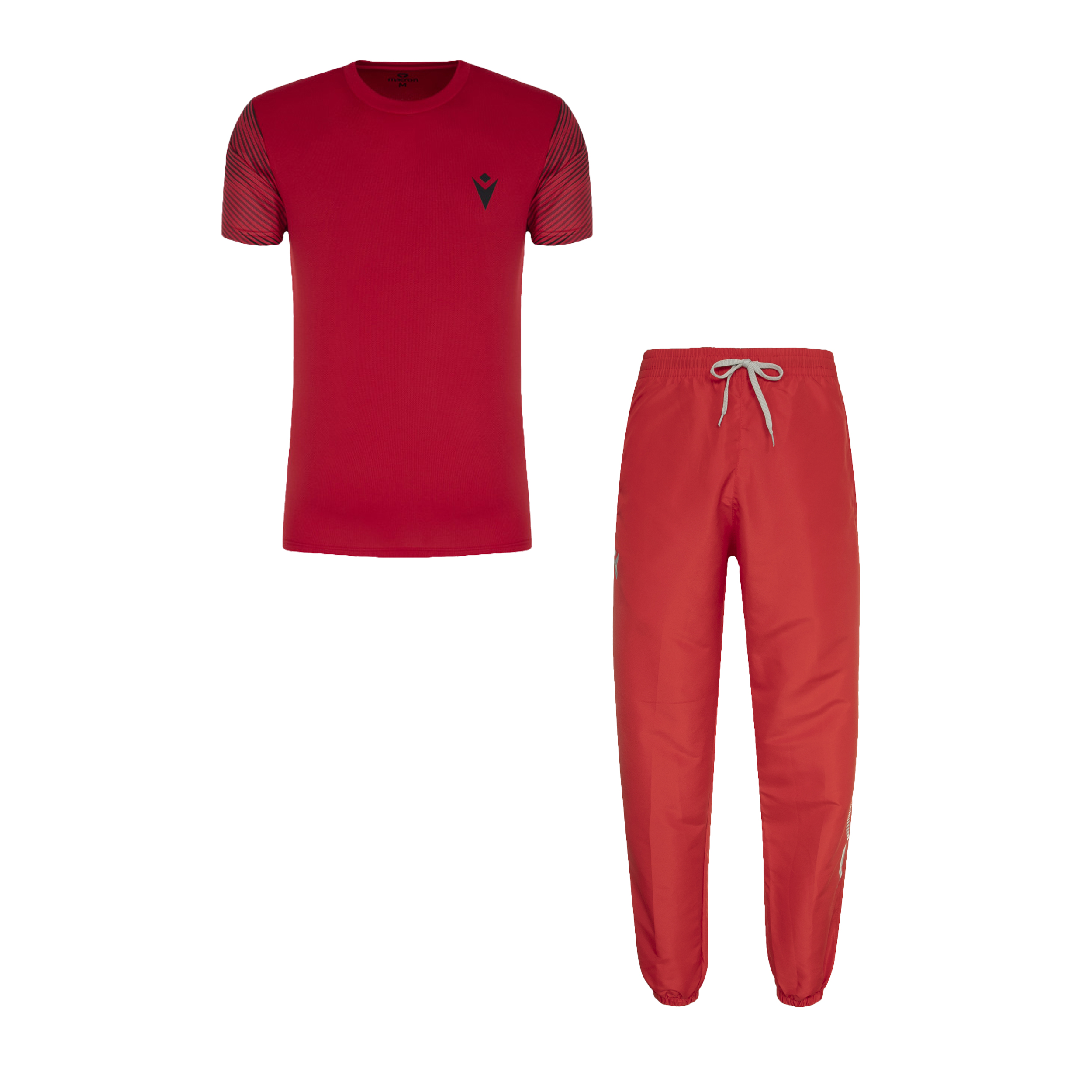 ست تی شرت آستین کوتاه و شلوار ورزشی مردانه مکرون مدل سین رم رنگ قرمز
