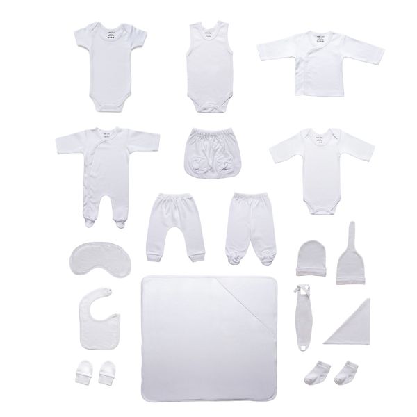 ست 19 تکه لباس نوزادی آمورا مدل sensitive رنگ سفید