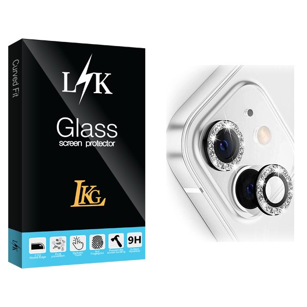 محافظ لنز دوربین ال کا جی مدل LKK رینگی نگین دار مناسب برای گوشی موبایل اپل iPhone 11 / 12 / 12 Mini