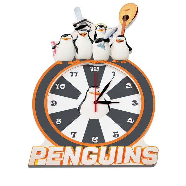 ساعت دیواری کودک طرح پنگوئن ها‌ کد Cl-77
