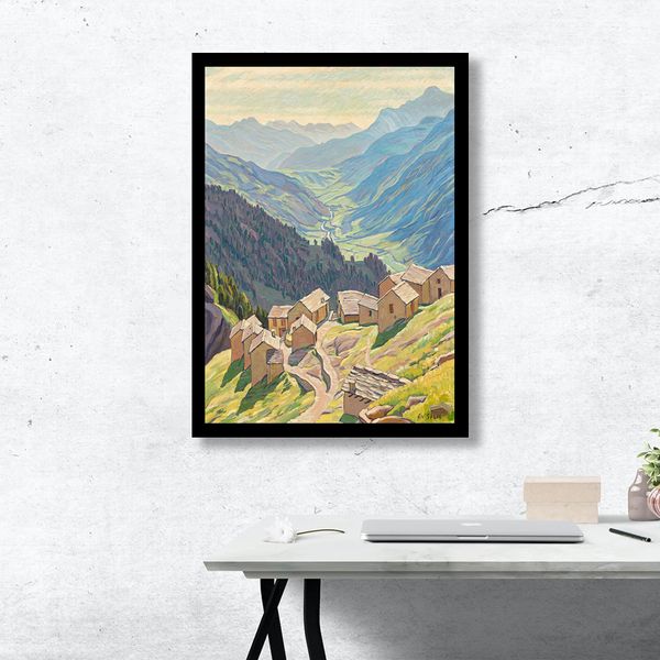 تابلو مدل نقاشی دهکده کوهستانی