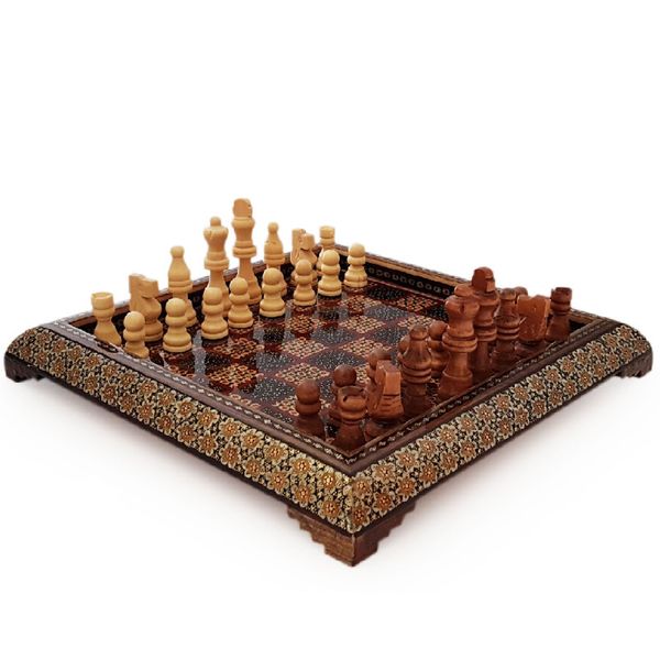 صفحه شطرنج خاتم کاری هنرلوکس مدل مربعی به همراه مهره