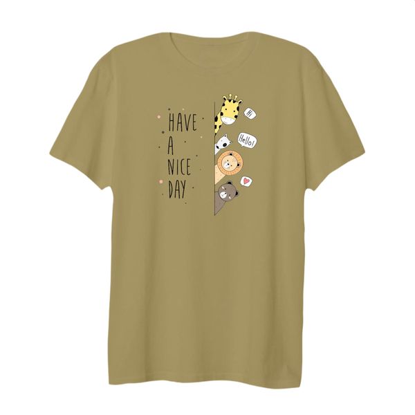 تی شرت لانگ زنانه مدل حیوانات بامزه کد 2 رنگ کرم