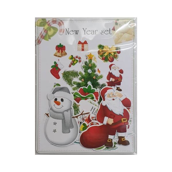 کارت پستال مدل سال نو میلادی طرح بابانوئل و درخت