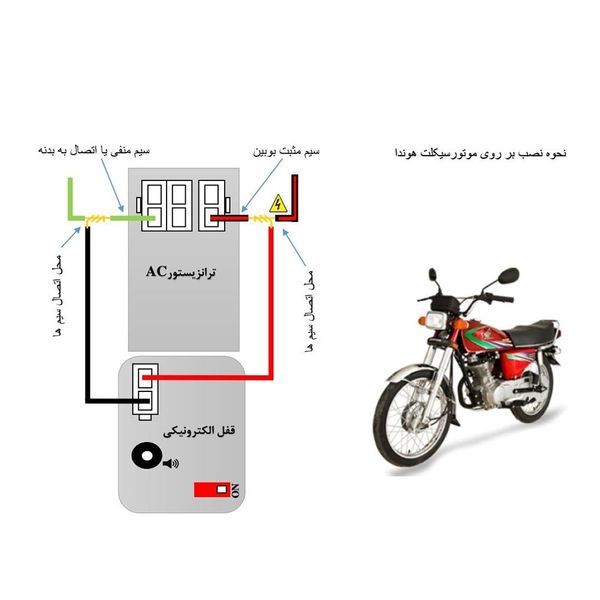 قفل الکترونیکی موتورسیکلت پارس برسام مدل 001 مناسب برای هوندا