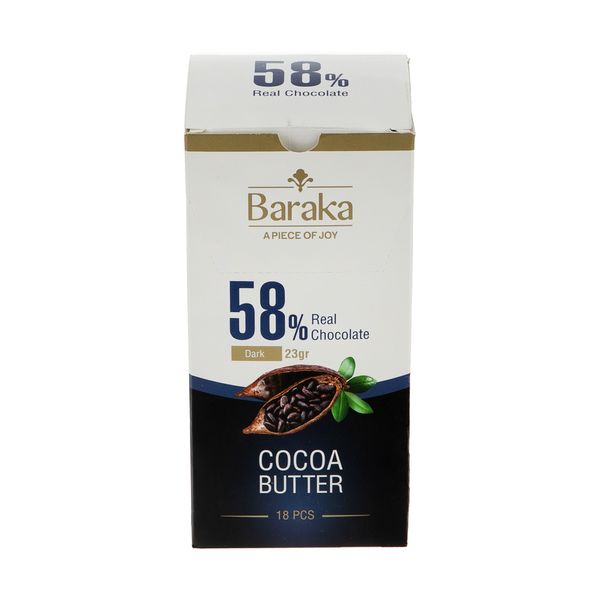 شکلات تلخ 58 درصد باراکا - 23 گرم بسته 18 عددی 