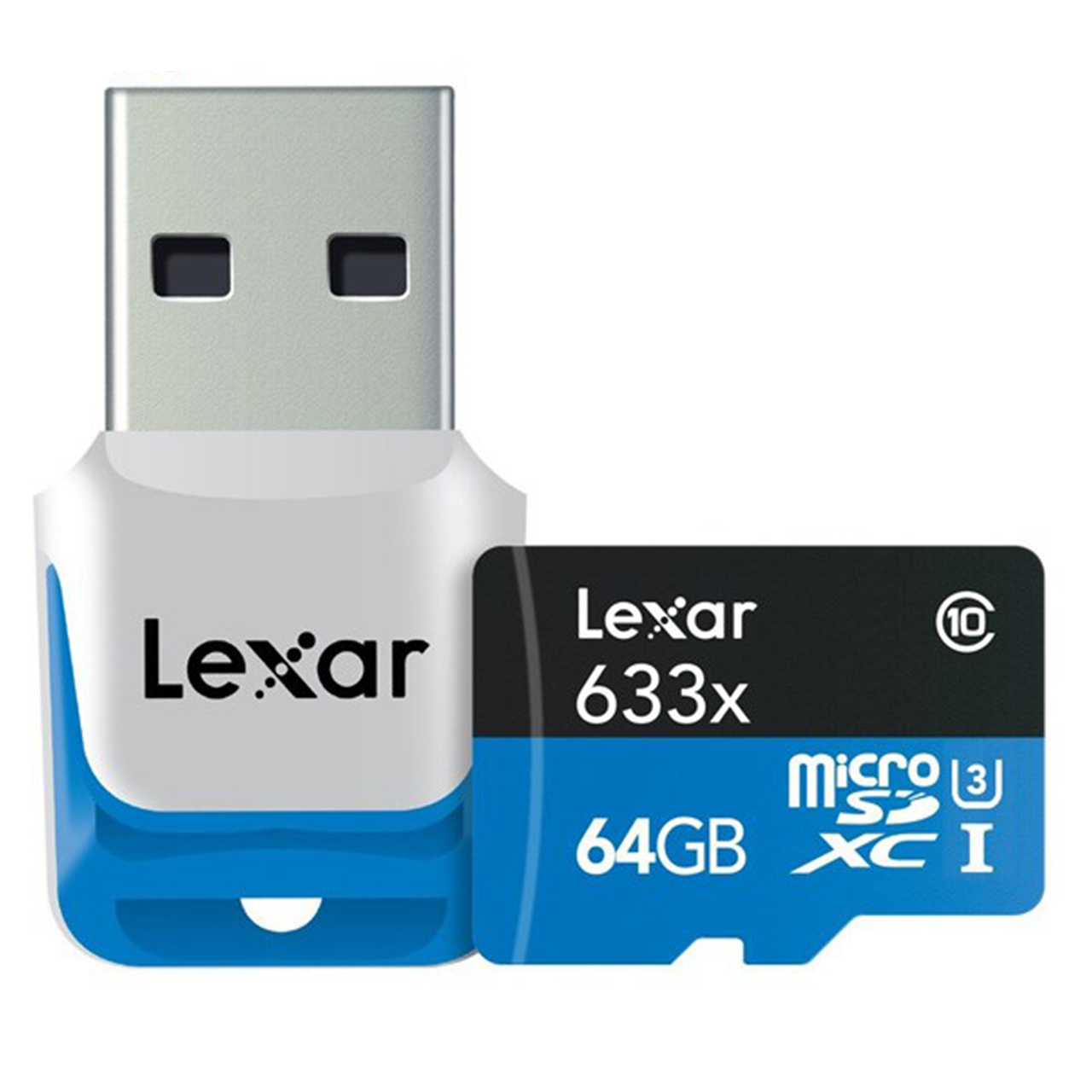 کارت حافظه microSDXC لکسار مدل High-Performance کلاس 10 استاندارد UHS-I U3 سرعت 633X همراه با ریدر USB 3.0 ظرفیت 64 گیگابایت