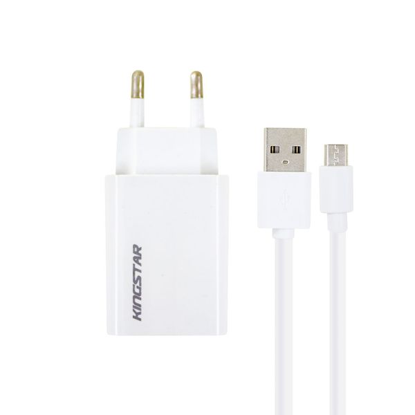 شارژر دیواری کینگ استار مدل KW151 A به همراه کابل تبدیل microUSB