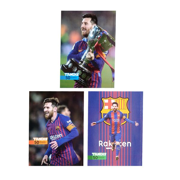 دفتر 50 برگ تندیس مدل Lionel Messi-19 مجموعه 3 عددی
